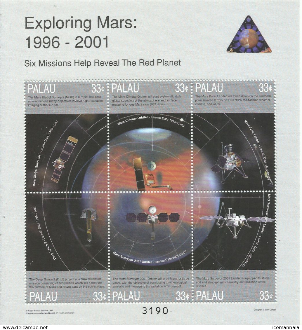 PALAU  ,  HOJA  BLOQUE  TEMA ESPACIAL   MNH  ** - Oceanië