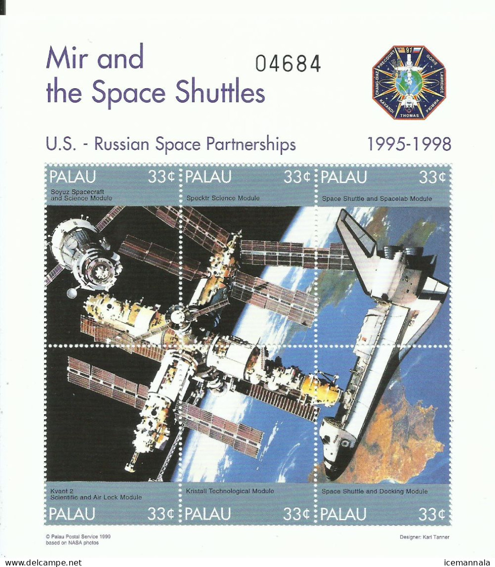 PALAU  ,  HOJA  BLOQUE  TEMA ESPACIAL   MNH  ** - Oceanië