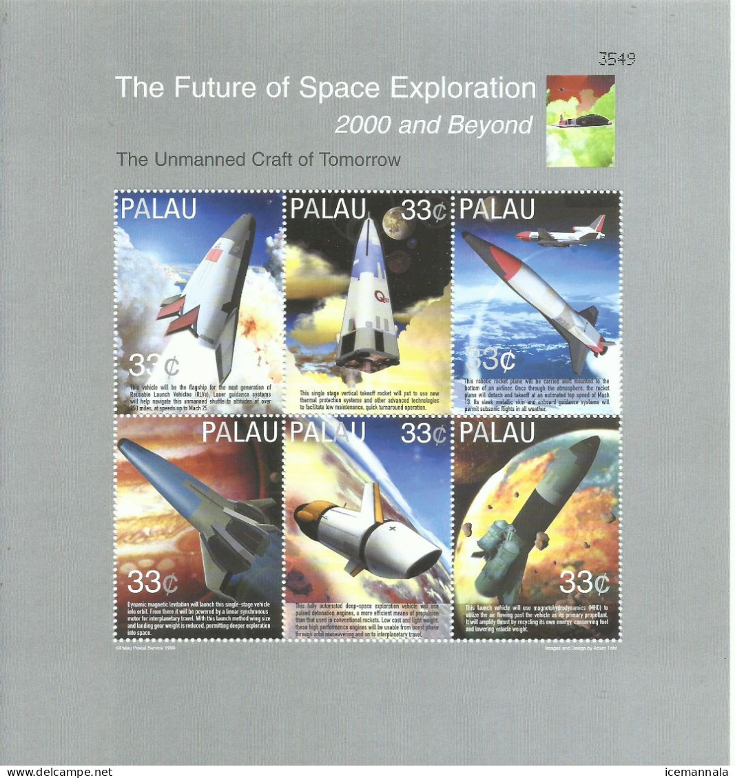 PALAU  ,  HOJAS  BLOQUE  TEMA ESPACIAL   MNH  ** - Oceania