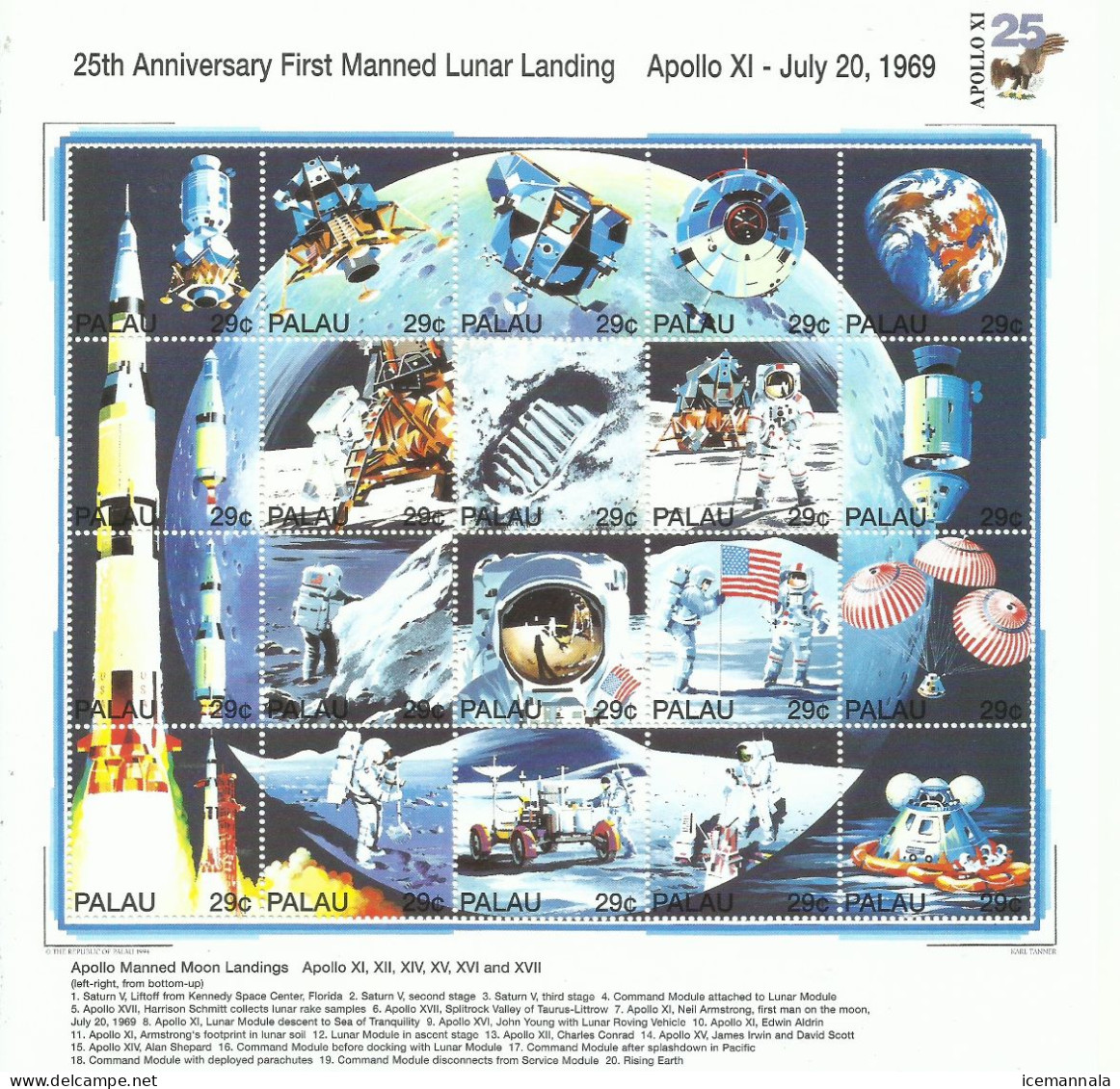 PALAU  ,  HOJA  BLOQUE  TEMA ESPACIAL   MNH  ** - Océanie