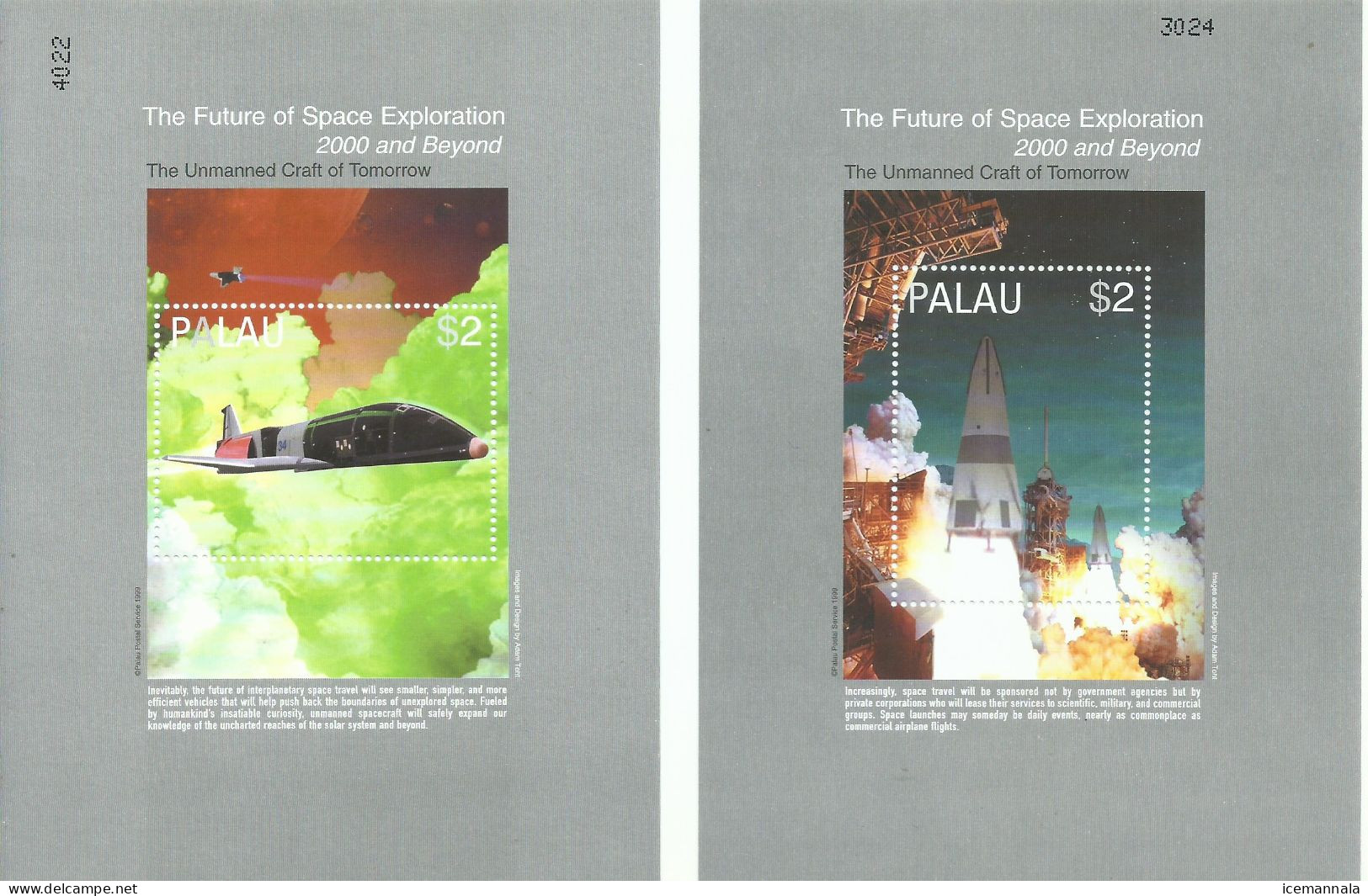 PALAU  ,  HOJAS  BLOQUE  TEMA ESPACIAL   MNH  ** - Oceania