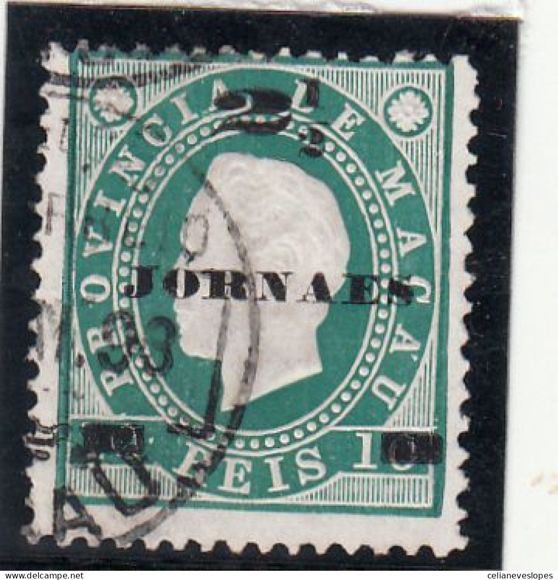 Macau, Macao, D. Luis I Fita Direita Com Sobretaxa, 2 1/2 R. S/ 10 R. Verde D12 3/4, 1892/93, Mundifil Nº 42 Used - Used Stamps