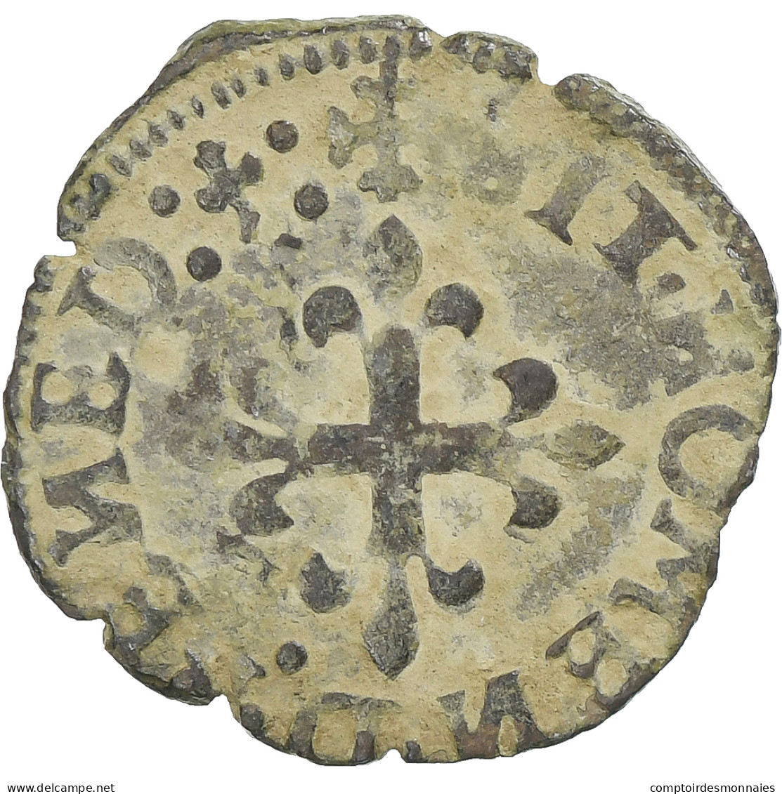 Italie, Comté De Desana, Delfino Tizzone, Liard Au H Couronné, 1584-1587 - Feudal Coins