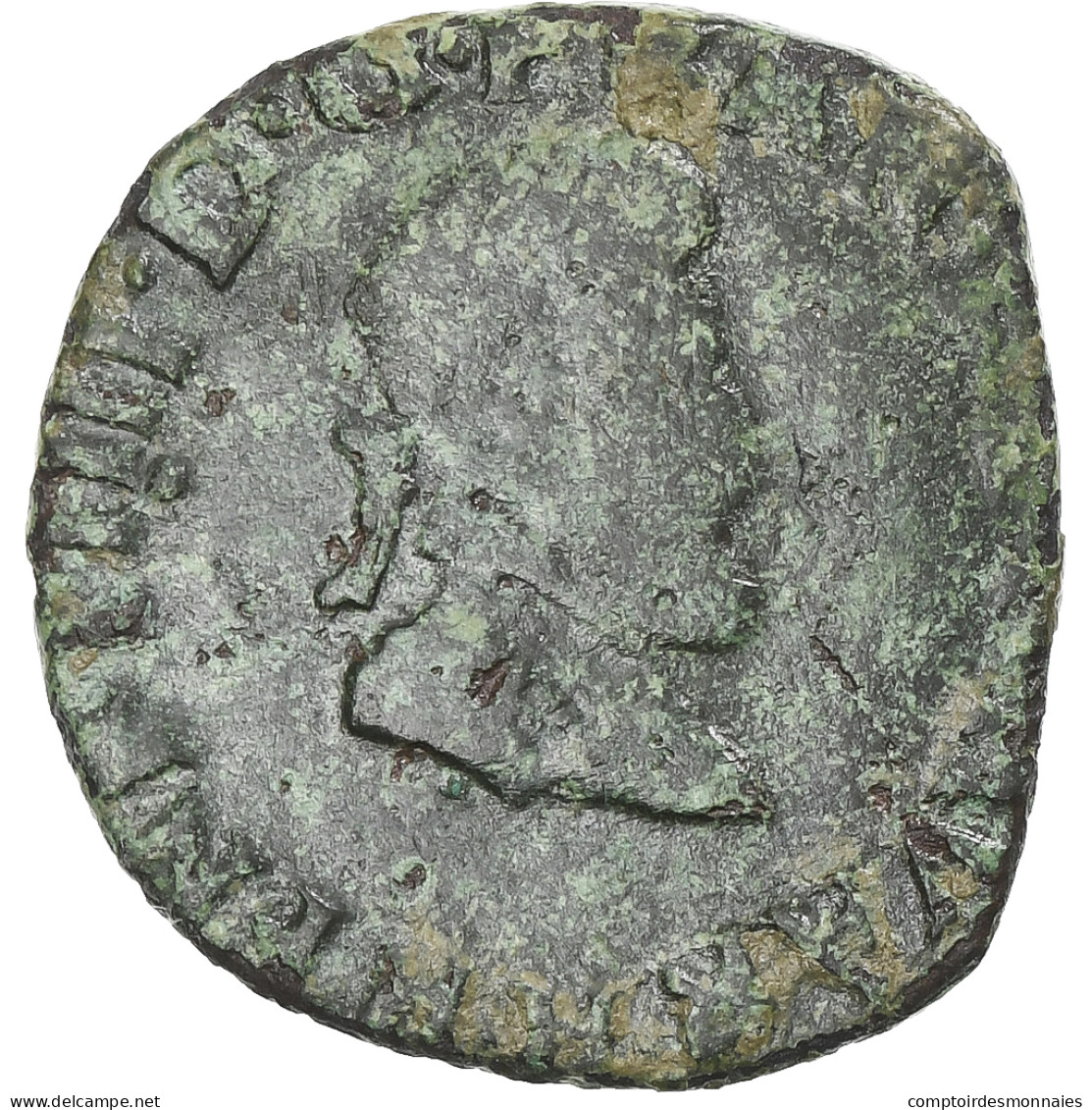 France, Henri IV, Double Tournois, 1593, La Rochelle, TB, Cuivre, Gadoury:539 - 1589-1610 Enrique IV