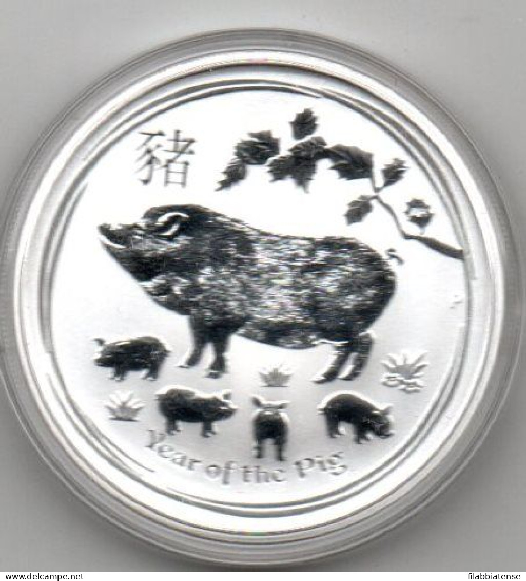 2019 - Australia 1 Dollar - Zodiaco - Anno Del Maiale     -------- - Silver Bullions