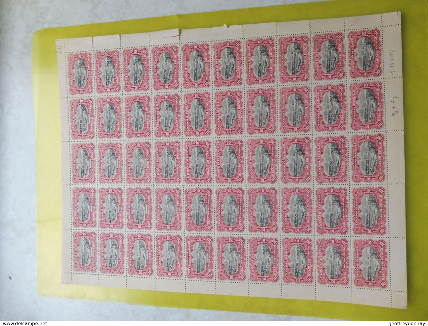 Belgique Belgie Congo Belge Feuille Blad Sheet 55 Mnh Neuf ** 1910 Parfait Perfect Dentelure 14/14 Non Pliée - Unused Stamps