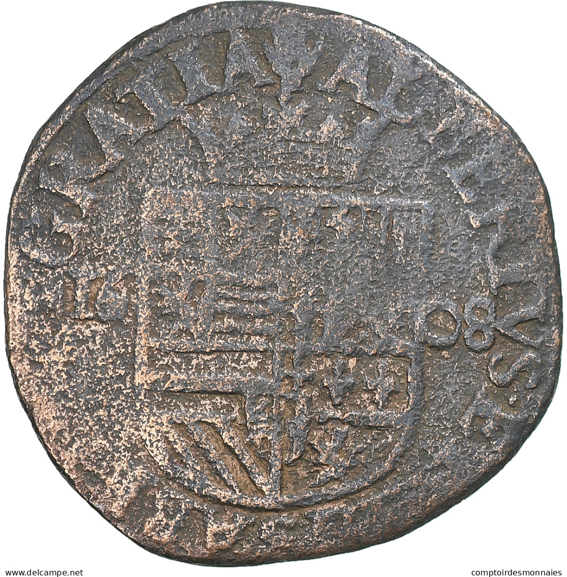 Pays-Bas Espagnols, Albert & Isabelle, Liard, 1608, Anvers, TB, Cuivre - Pays Bas Espagnols