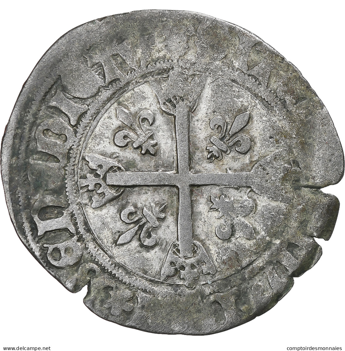 France, Charles VIII, Dizain Karolus, TB, Billon, Gadoury:82 - 1483-1498 Karl VIII. Der Freundliche