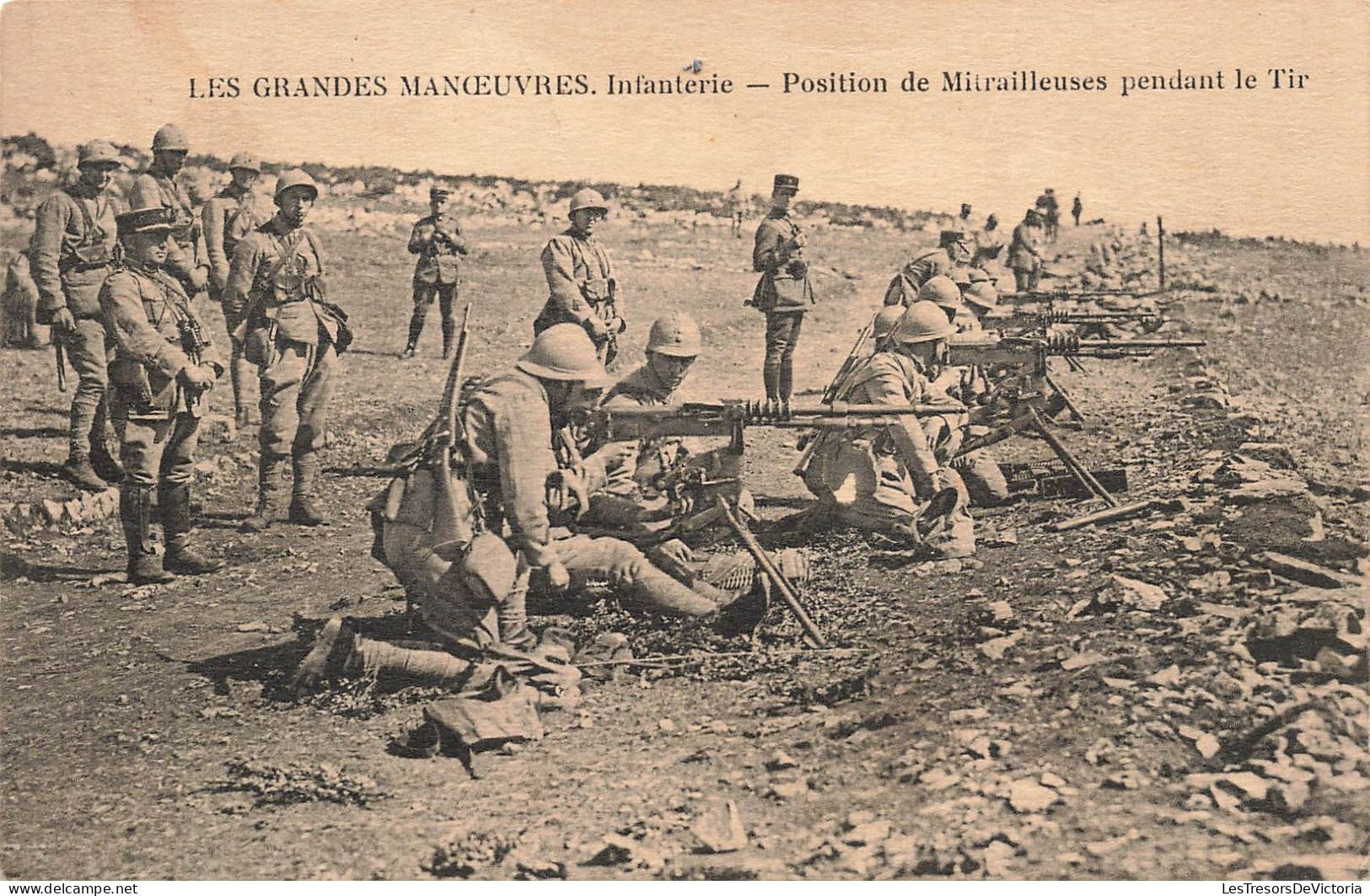 MILITARIA - Les Grande Manoeuvres - Infanterie - Position De Mitrailleuses Pendant Le Tir - Carte Postale Ancienne - Ausrüstung