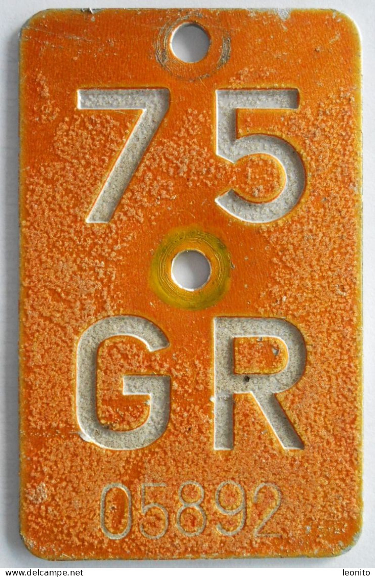 Velonummer Mofanummer Graubünden GR 75 - Nummerplaten