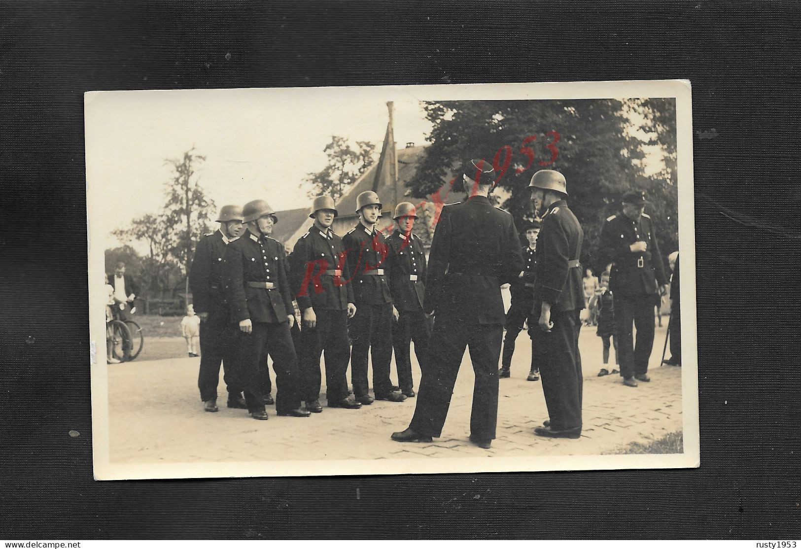 ALLEMAGNE MILITARIA CARTE PHOTO MILITAIRE POMPIERS ( POMPIER ALLEMAND ) PHOTO E À ( DIERSSEN ) GEESTEMÜDER : - Pompieri