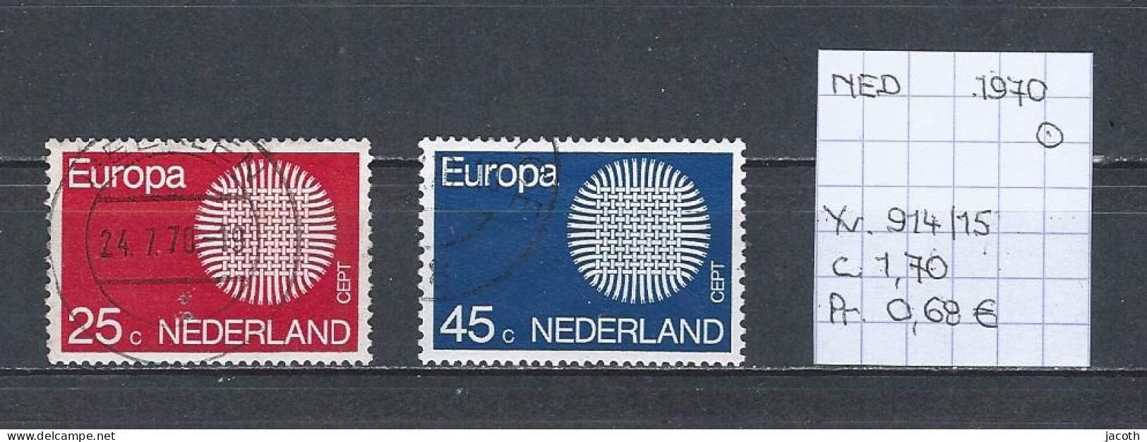 (TJ) Europa CEPT 1970 - Nederland YT 914/15 (gest./obl./used) - 1970