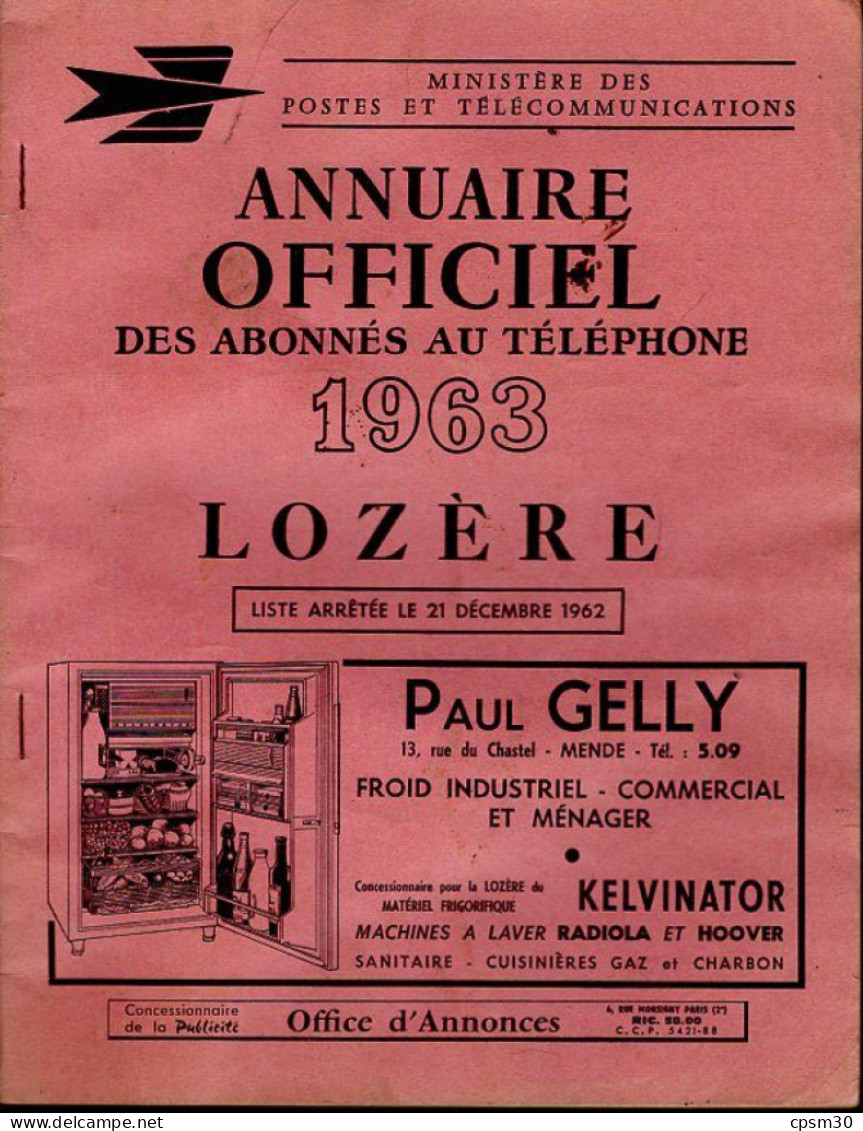 ANNUAIRE - 48 - Département Lozere - Année 1976 - Annuaire Officiel Des Postes - 48 Pages - Directorios Telefónicos