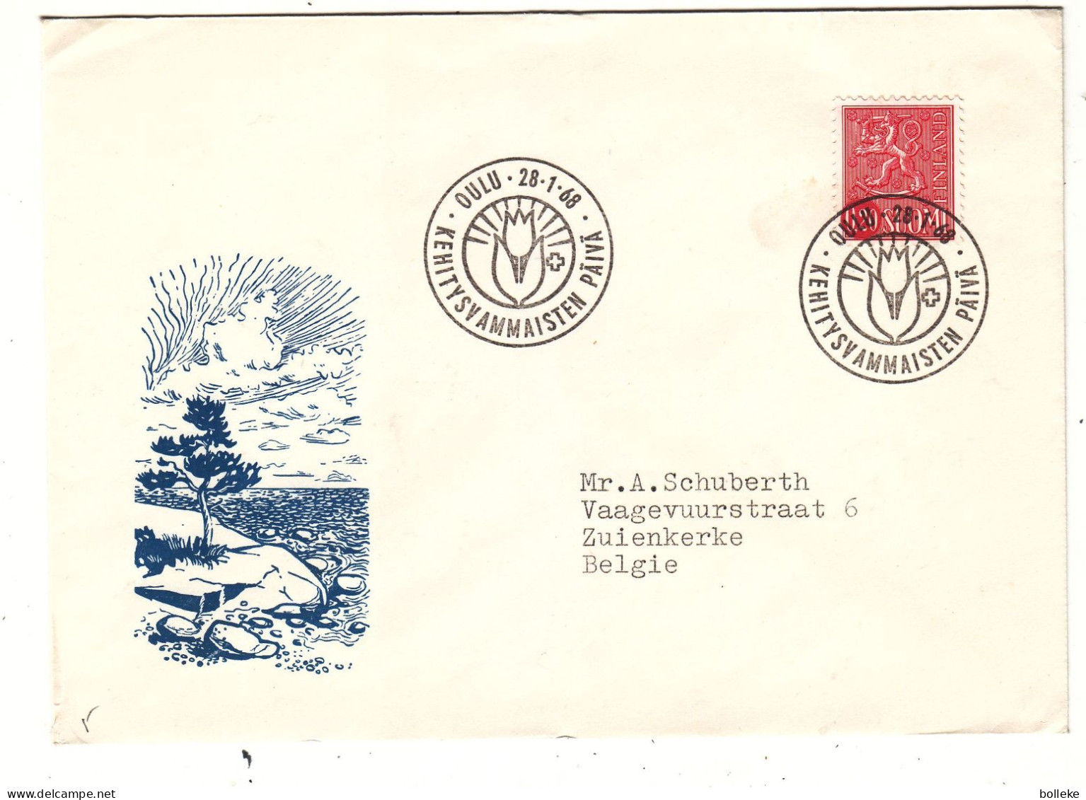 Finlande - Lettre De 1968 - Oblit Oulu - Fleurs - Tulipes - - Storia Postale