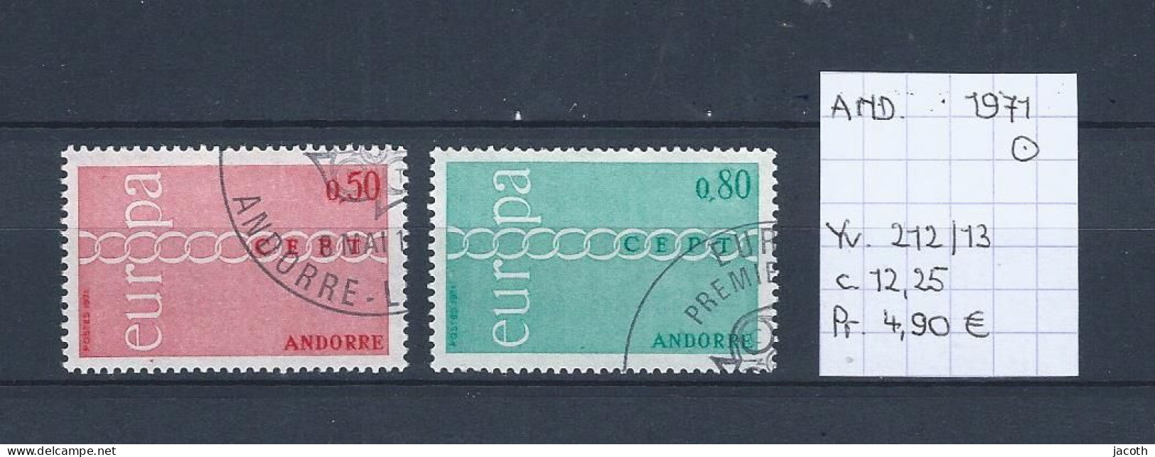 (TJ) Europa CEPT 1971 - Andorre YT 212/13 (gest./obl./used) - 1971