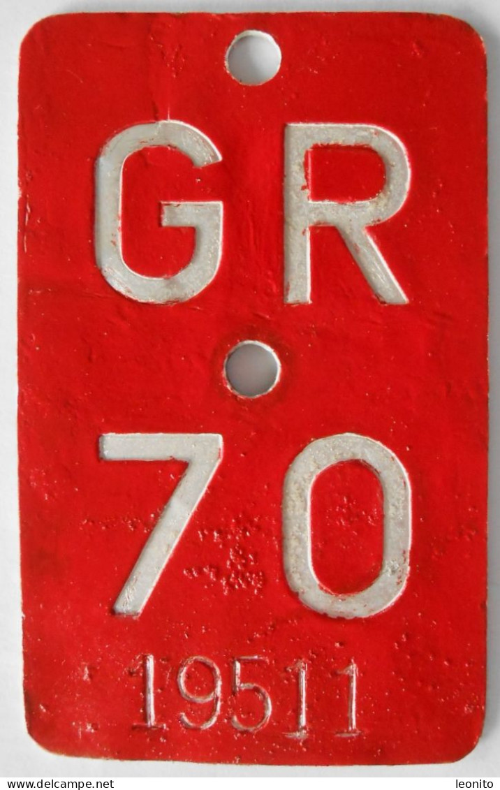 Velonummer Graubünden GR 70 - Plaques D'immatriculation