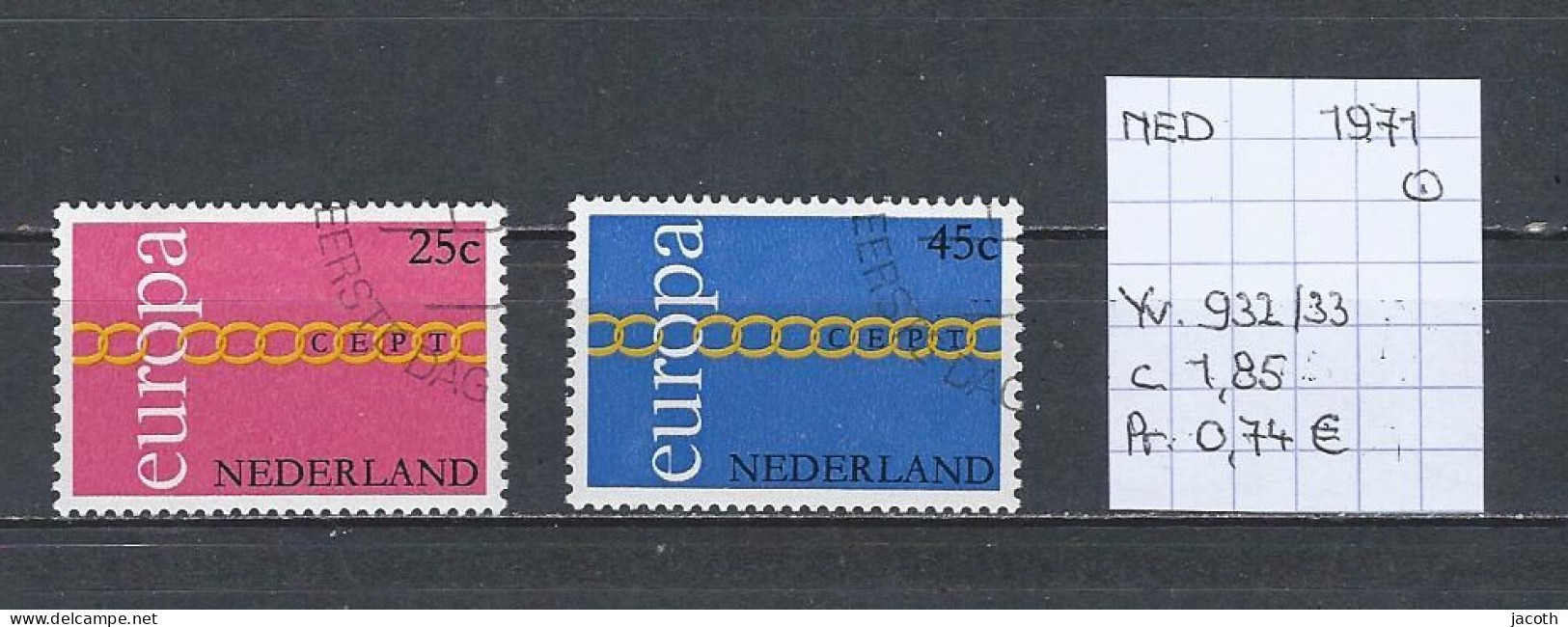 (TJ) Europa CEPT 1971 - Nederland YT 932/33 (gest./obl./used) - 1971