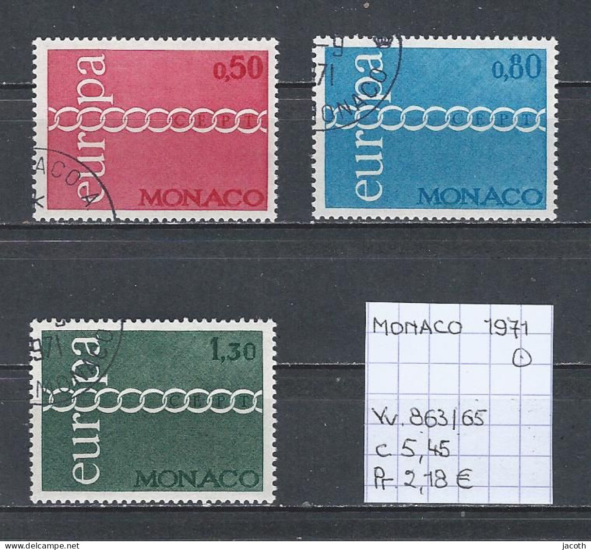 (TJ) Europa CEPT 1971 - Monaco YT 863/65 (gest./obl./used) - 1971