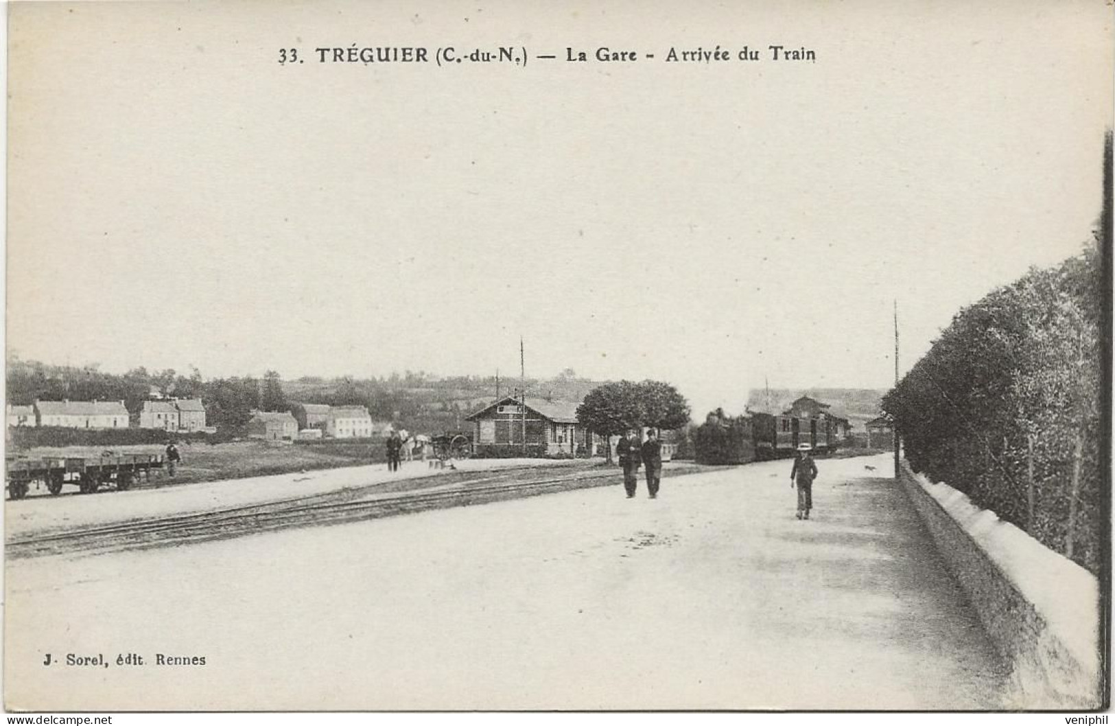 TREGUIER -  COTE DU NORD - LA GARE - ARRIVEE DU TRAIN - Tréguier