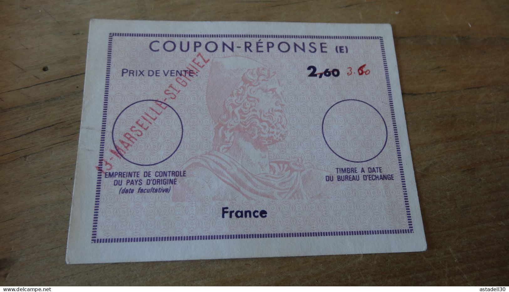 Coupon Réponse A 2.60 Surchargé Manuellement 3.00 Puis 3.60, Marseille St Geniez .......... E3-3 - Coupons-réponse