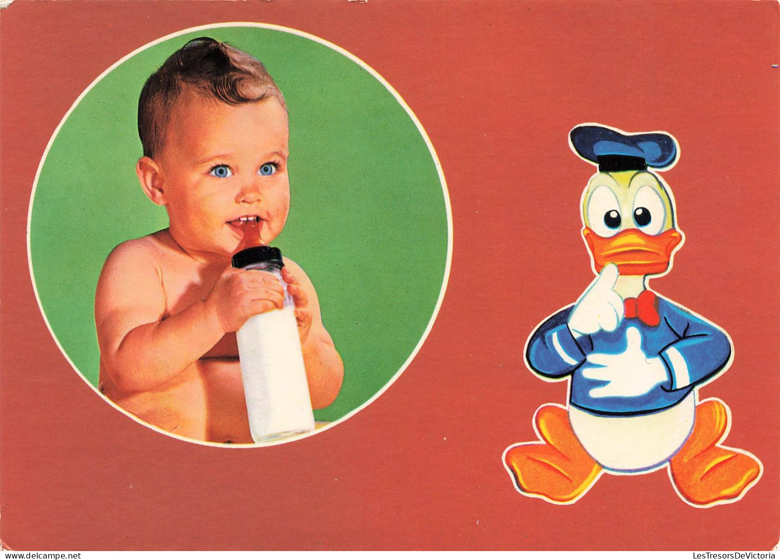 FANTAISIES - Bébé - Un Bébé Tétant Un Biberon - Donald - Colorisé Carte Postale Ancienne - Baby's