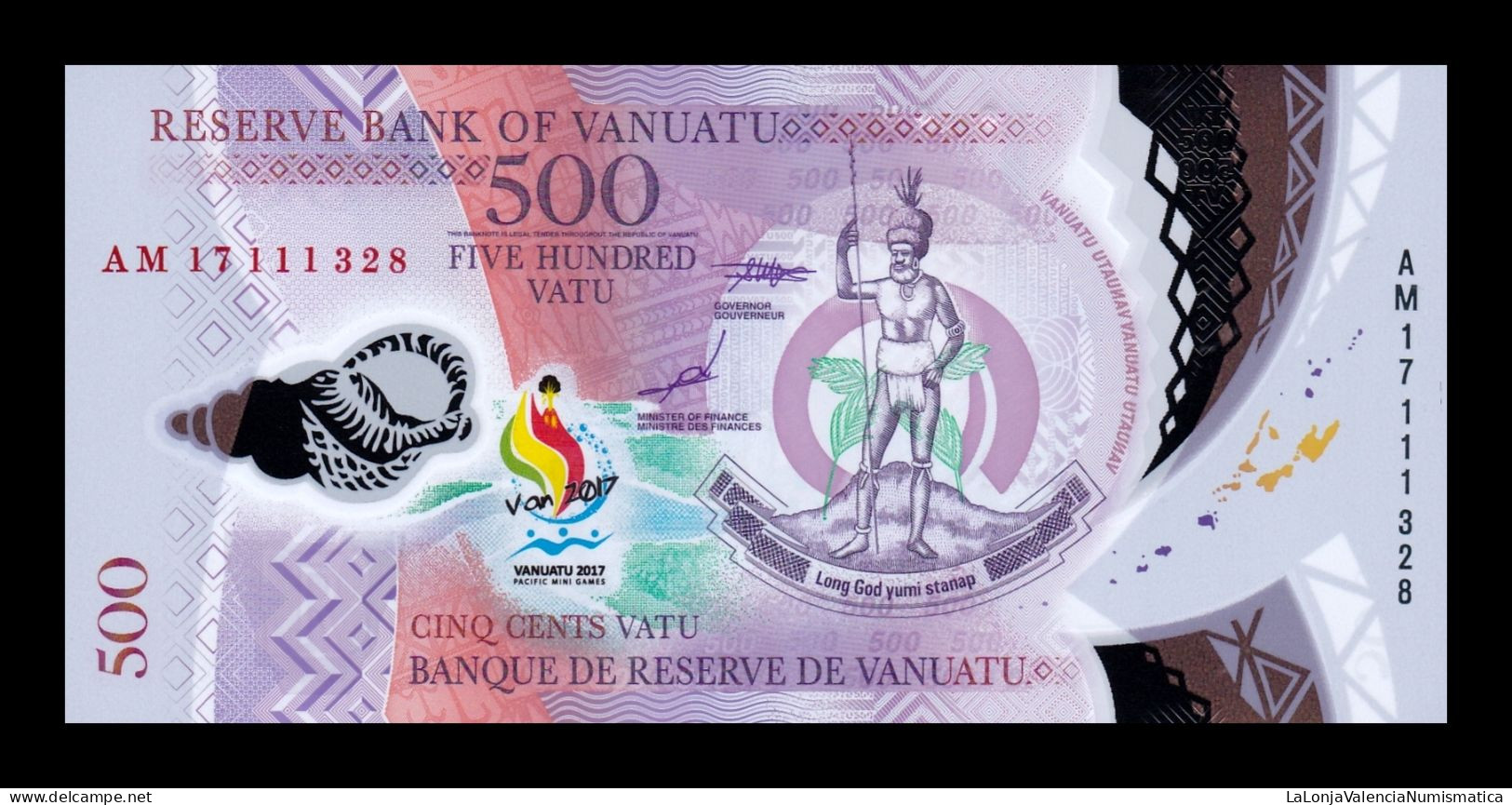 Vanuatu 500 Vatu Commemorative 2017 Pick 20 Polymer Sc Unc - Vanuatu