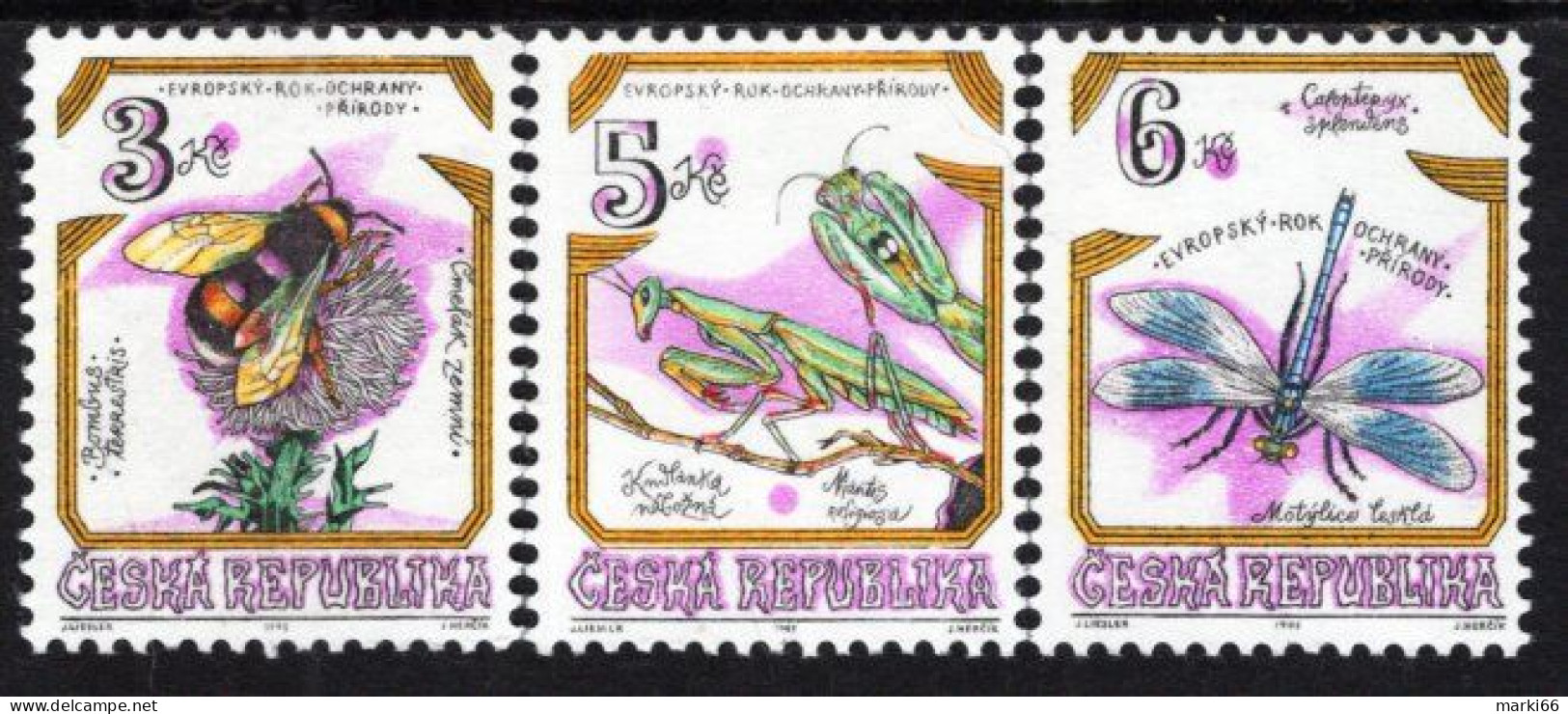 Czech Republic - 1995 - Nature Protection - Protected Insects - Mint Stamp Set - Unused Stamps