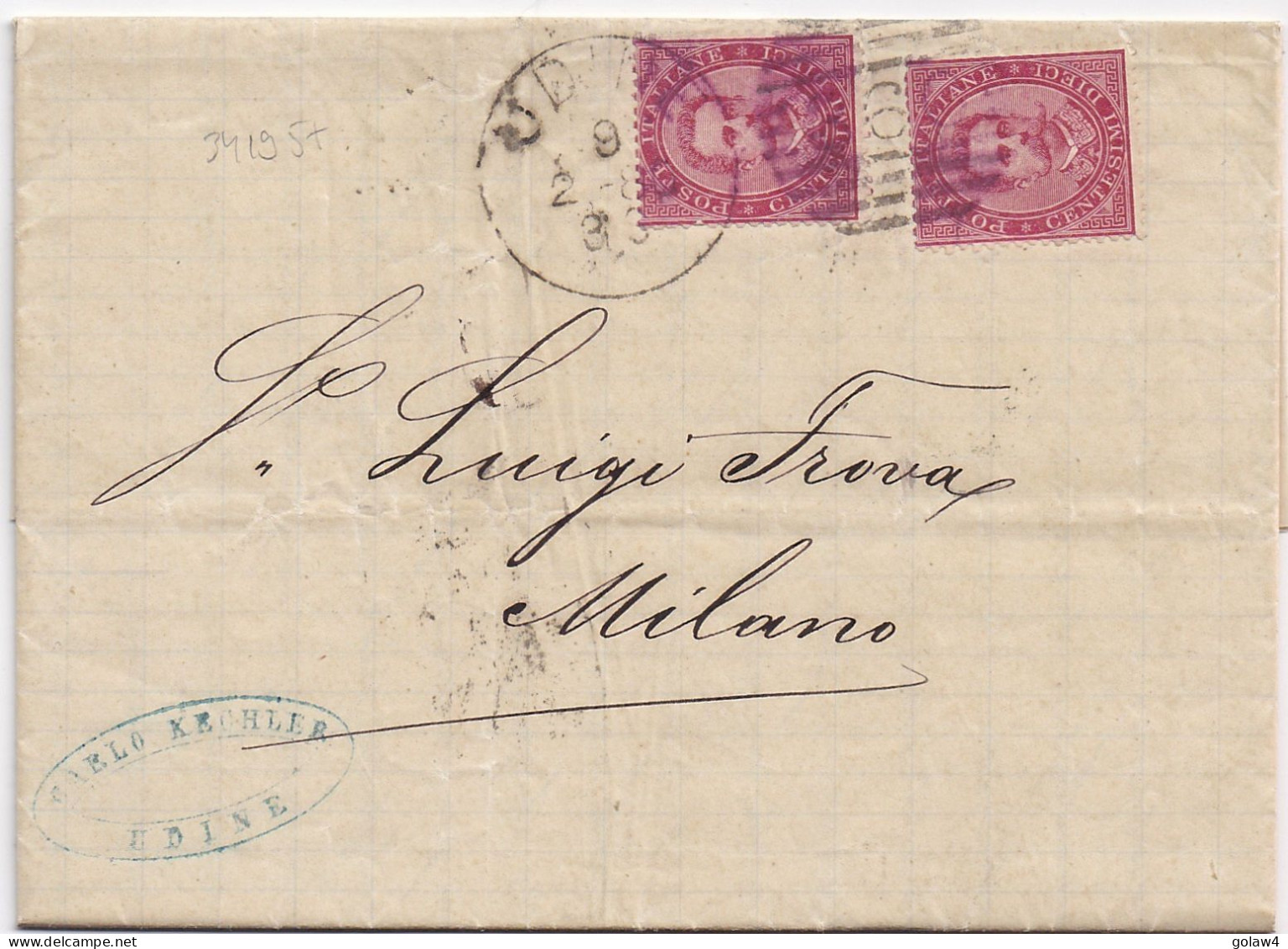 34195# ITALIE LETTRE Obl 360 UDINE 1880 FRIOUL VENETIE JULIENNE Pour MILAN MILANO LOMBARDIE LOMBARDIA - Storia Postale