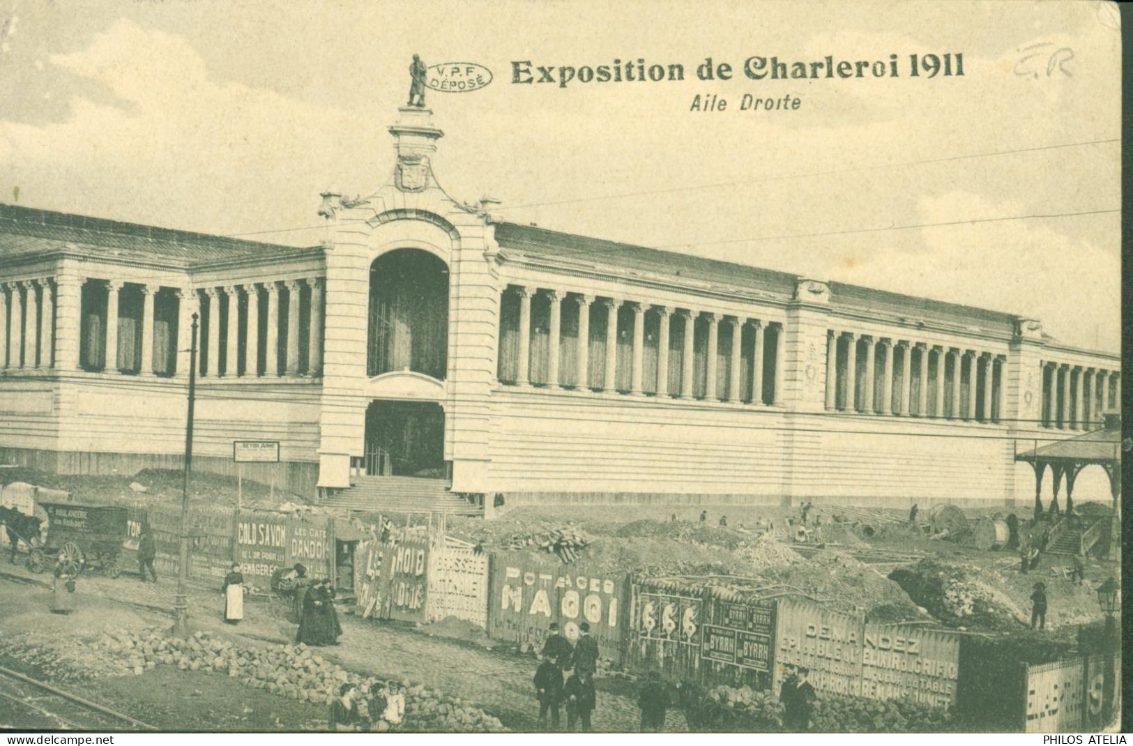 Belgique YT N°56 Armoiries Perforé Perforation ER Sur CPA Exposition De Charleroi CAD Charleroi 1911 - 1909-34