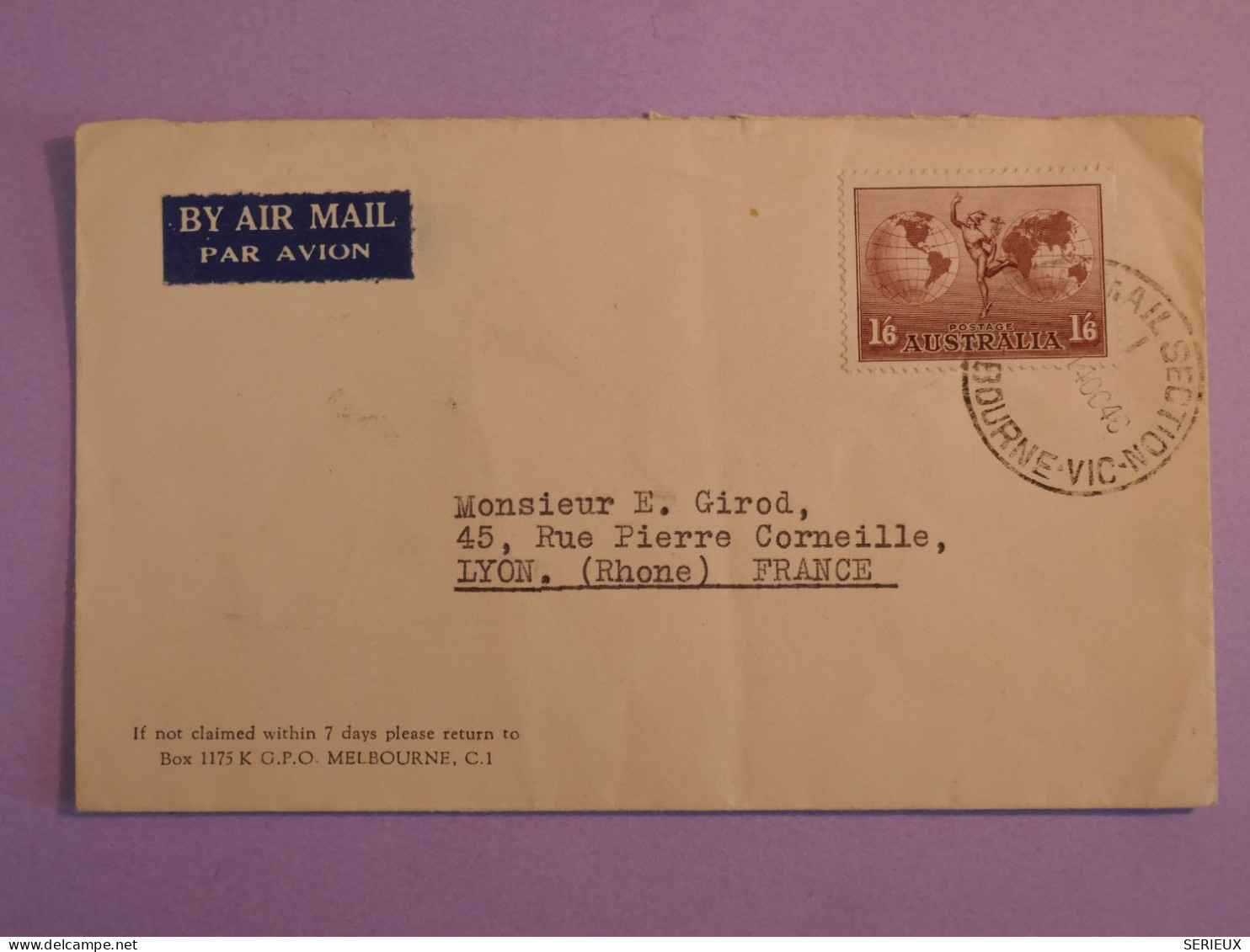 DB23 AUSTRALIA BELLE LETTRE  1946  SYDNEY A LYON FRANCE   ++AFFR INTERESSANT++ - Lettres & Documents