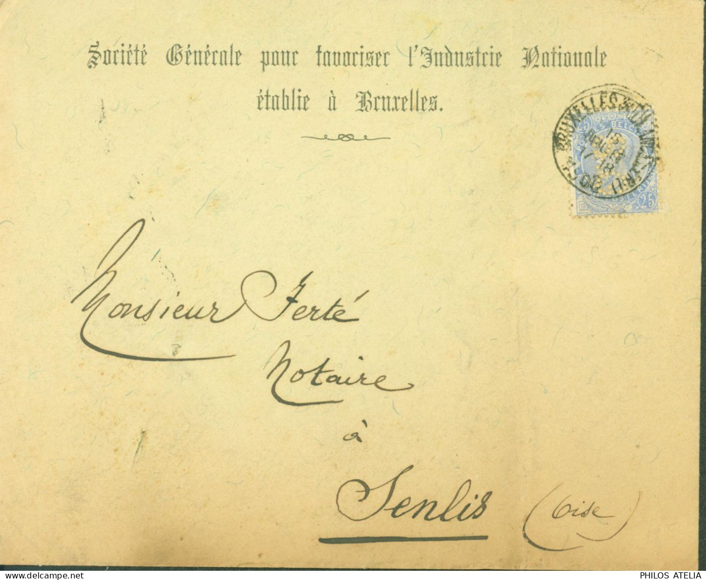 Belgique YT N°60 Léopold II Perforé Perforation SG Société Générale Pour Favoriser L'industrie Nationale CAD Bruxelles - 1863-09