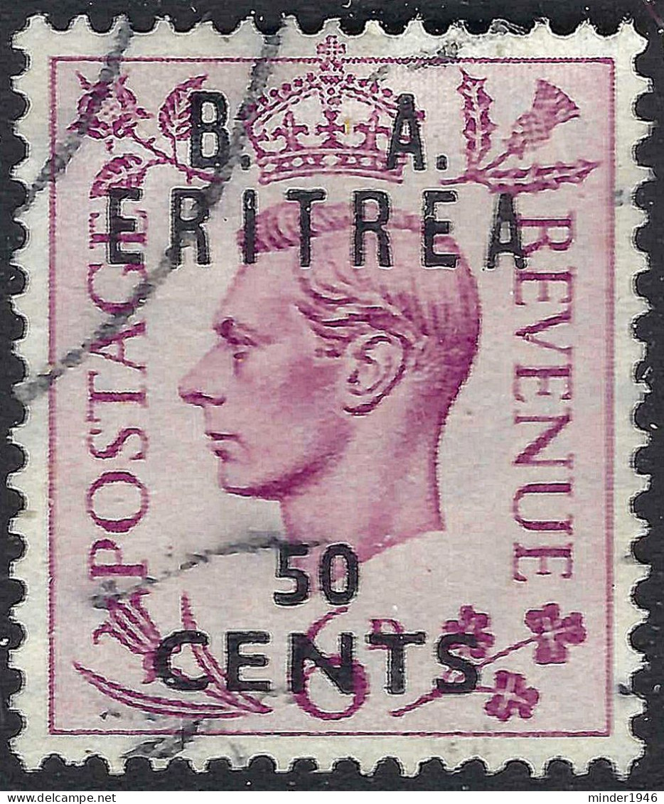 ERITREA 1950 KGVI 50c On 6d Purple SGE20 Used - Eritrea