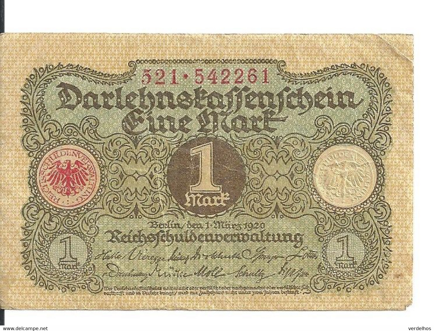 ALLEMAGNE 1 MARK 1920 VF+ P 58 - 1 Mark