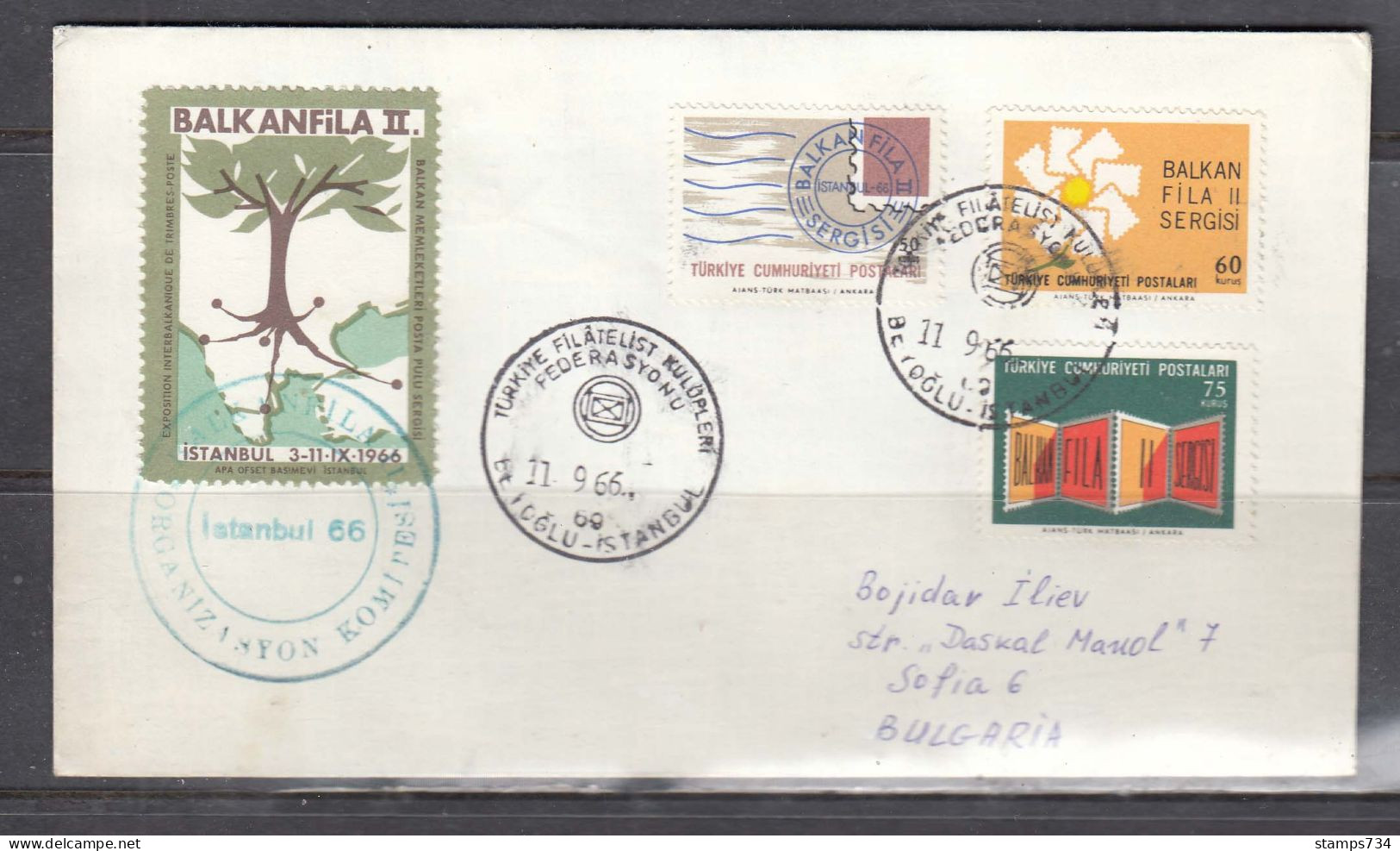 Turkey 1966/2 - Stamp Exhibition BALKANFILA II, Letter With Spec. Cancelation, Travel To Sofia - Covers & Documents