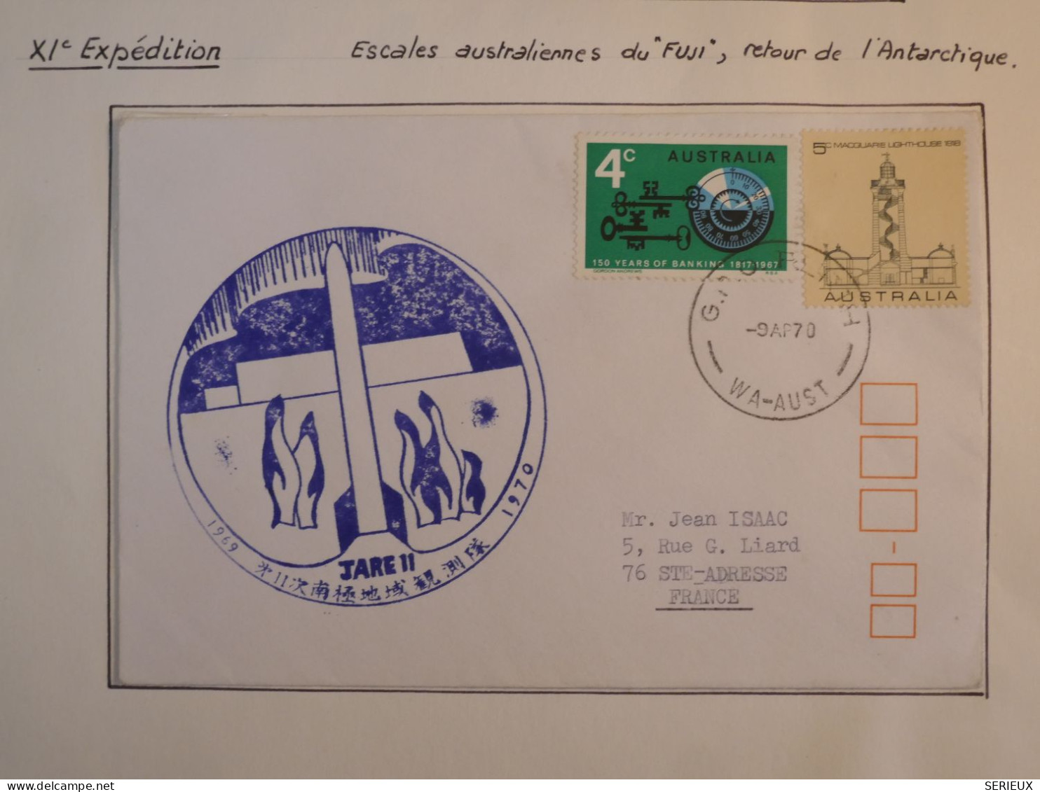 DB23 JAPAN  BELLE BELLE LETTRE  RR 1970 XI EXPEDITION POLE SUD .ANTARTIQUE    +A STE ADRESSE  FRANCE +AFFR INTERESSANT++ - Lettres & Documents