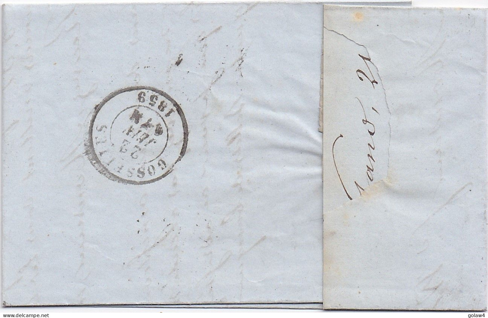 34215# BELGIQUE LEOPOLD MEDAILLON ARRONDI N° 11A LETTRE Obl P 45 GAND 1859 Pour GOSSELIES - 1849-1865 Médaillons (Autres)