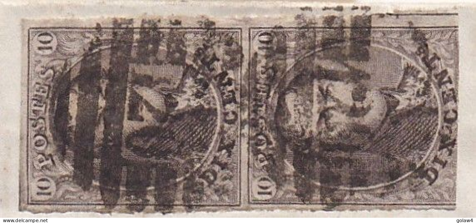 34217# BELGIQUE LEOPOLD MEDAILLON ARRONDI PAIRE N° 10A LETTRE Obl P 120 TOURNAY 1863 Pour GOSSELIES - 1849-1865 Medallions (Other)