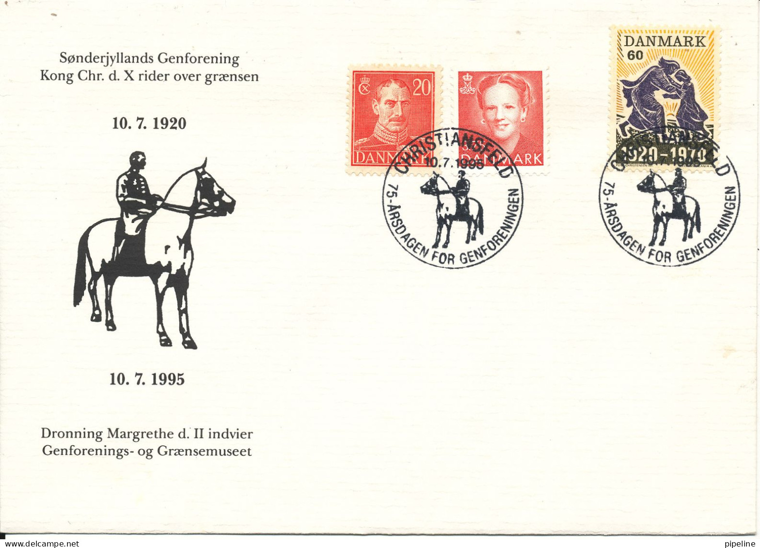 Denmark Cover With Special Postmark And Cachet 75th Anniversary Of The Reunion Christiansfeld 10-7-1995 Nice Cover - Brieven En Documenten