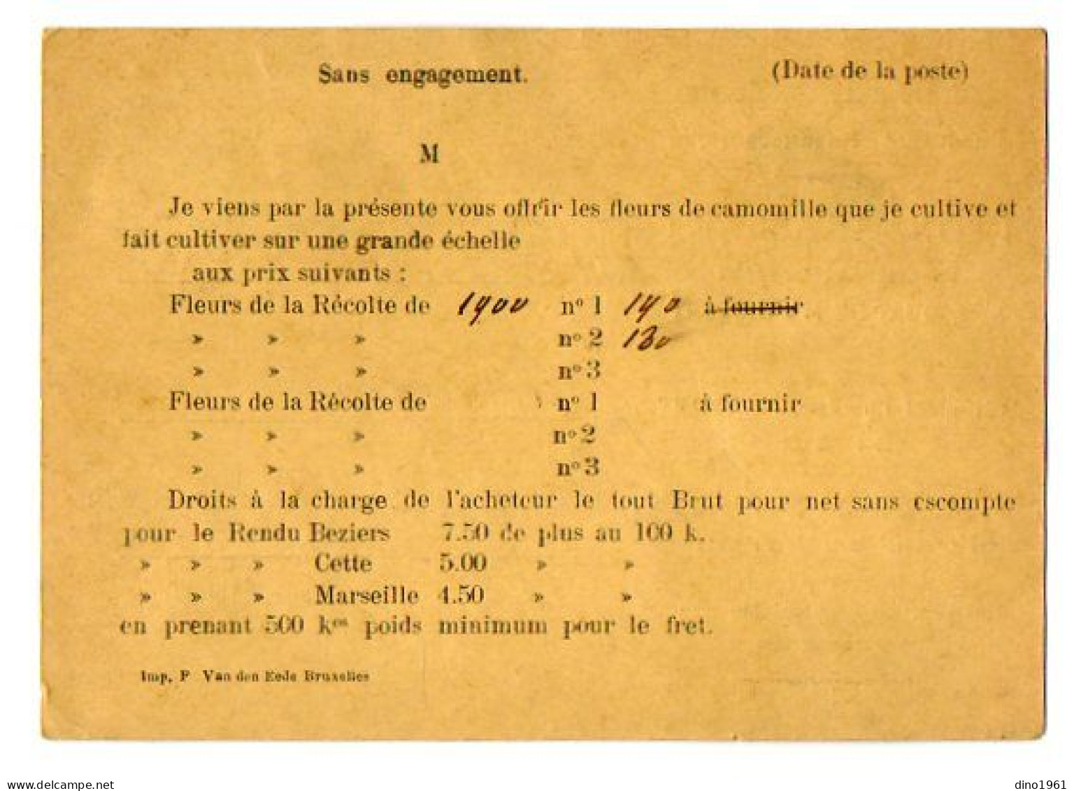 TB 4393 - 1901 - Carte Commerciale - Culture D'Herboristeries,Droguerie,Pharmaceutique L. BRASSART à BRUXELLES Pour LYON - 1893-1907 Coat Of Arms