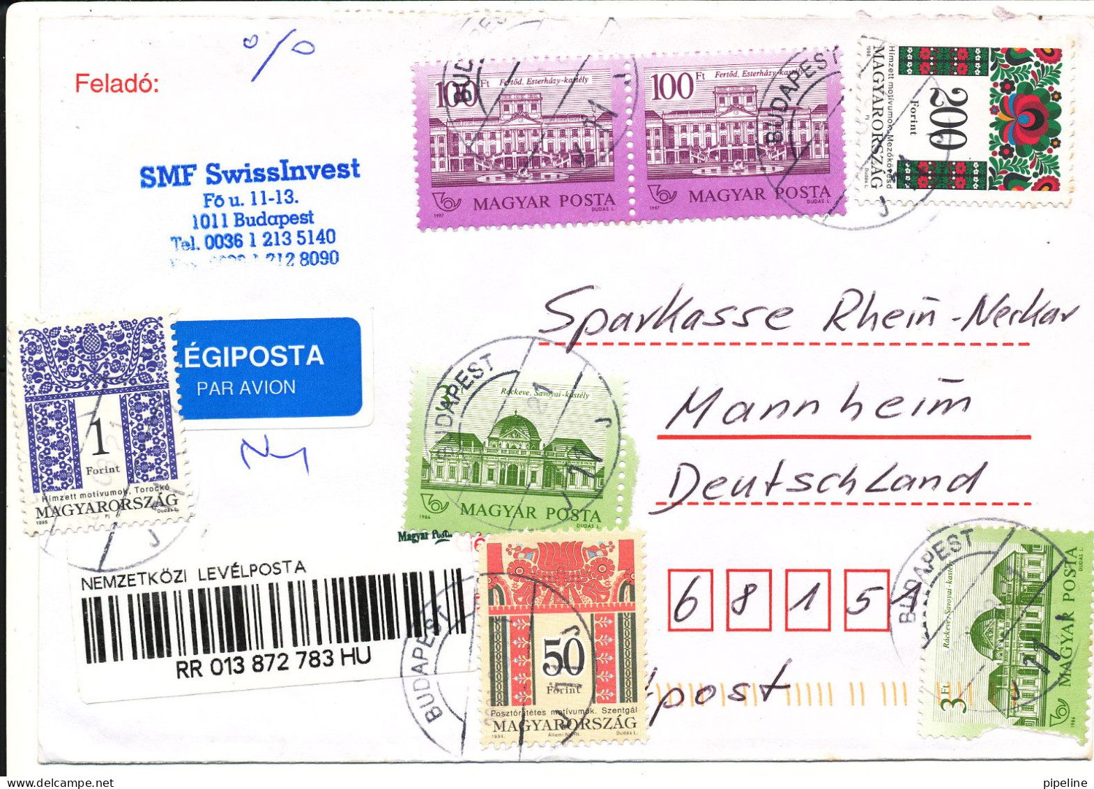Hungary Registered Cover Sent To Germany 21-8-2001 - Covers & Documents