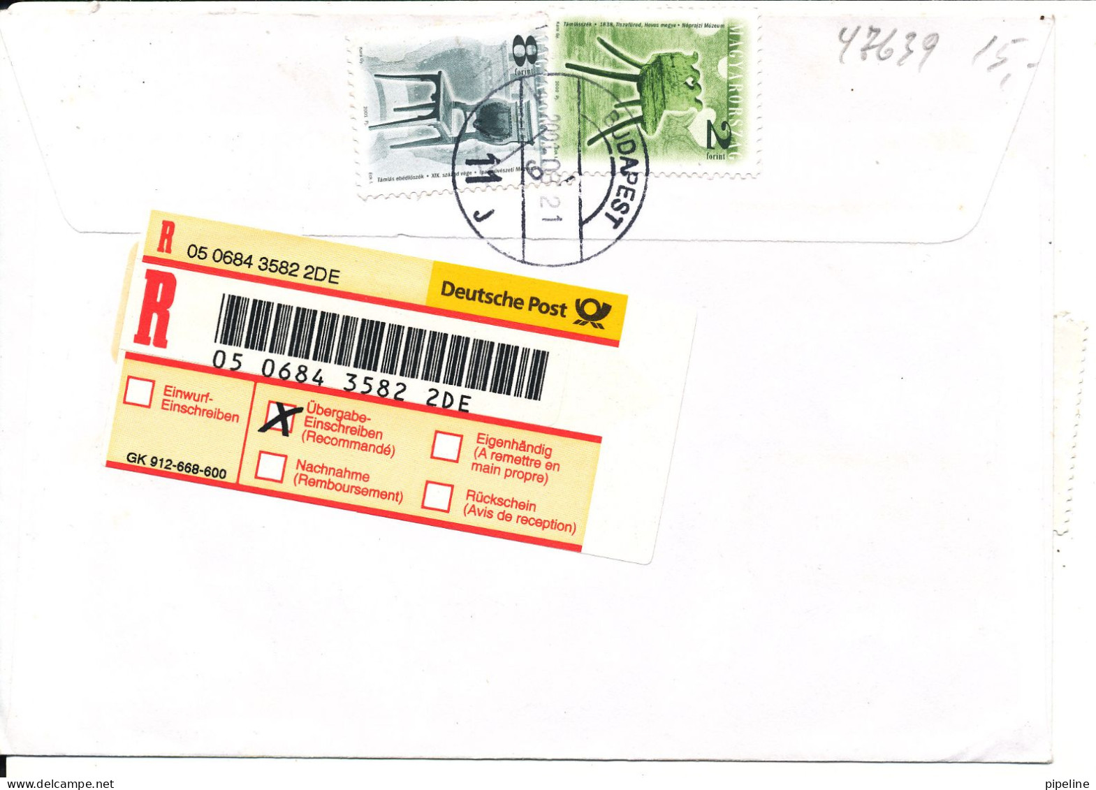 Hungary Registered Cover Sent To Germany 21-8-2001 - Cartas & Documentos