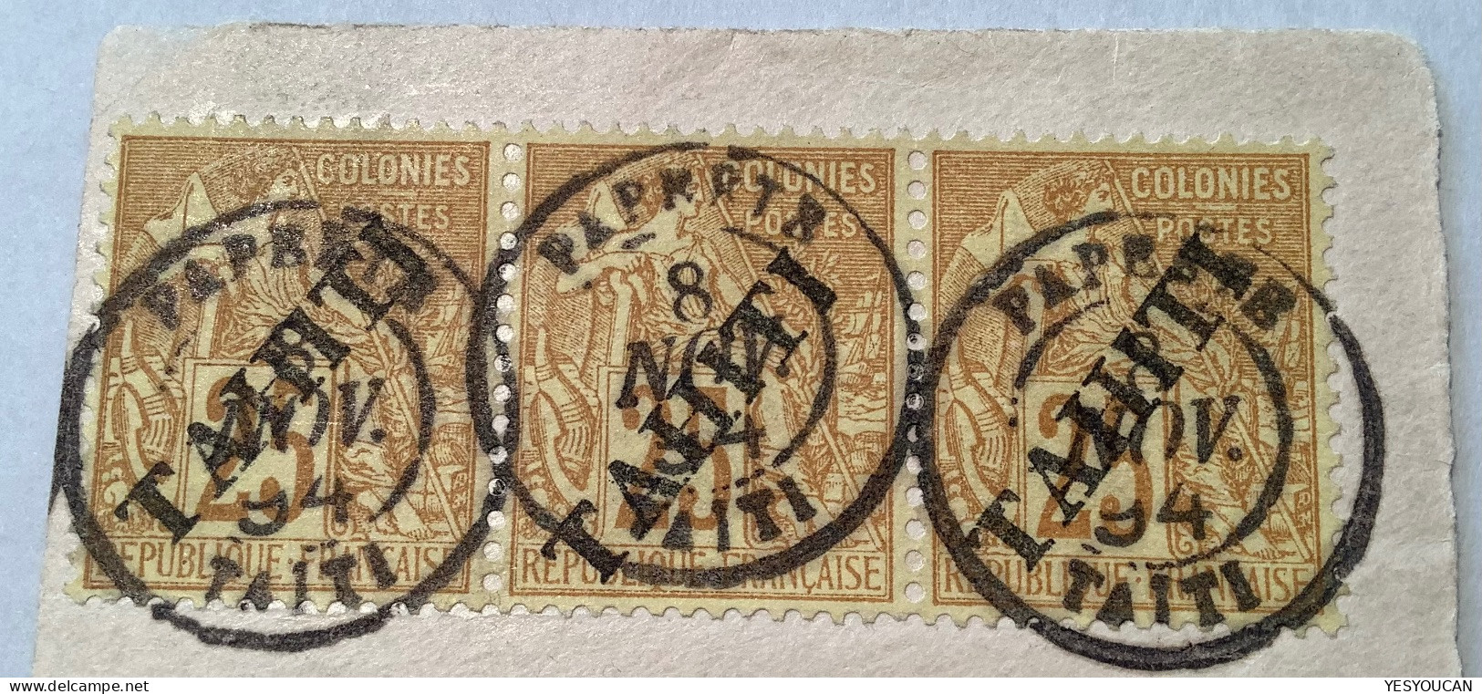 Tahiti YT 14 RARE FAUX DE CARION Pour Tromper Collectionneurs Et Poste ! Cad Authentique PAPEETE 1894 (forgery - Oblitérés