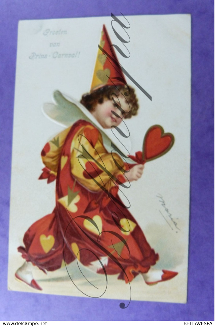 Groeten Van Prins Carnaval Pierrot Harlekijn 1908, Relief Gaufré - Carnaval