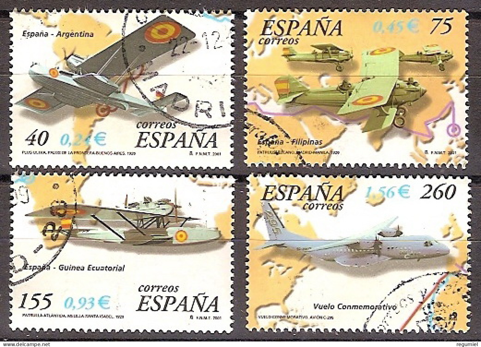 España U 3790a/3790d (o) SH. Aviación.2000 - Used Stamps