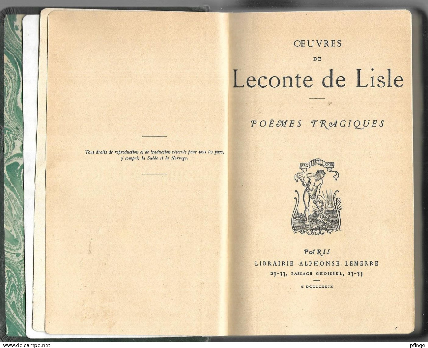 Poèmes Tragiques  + Les érynnyes Par Leconte De Lisle - Autori Francesi