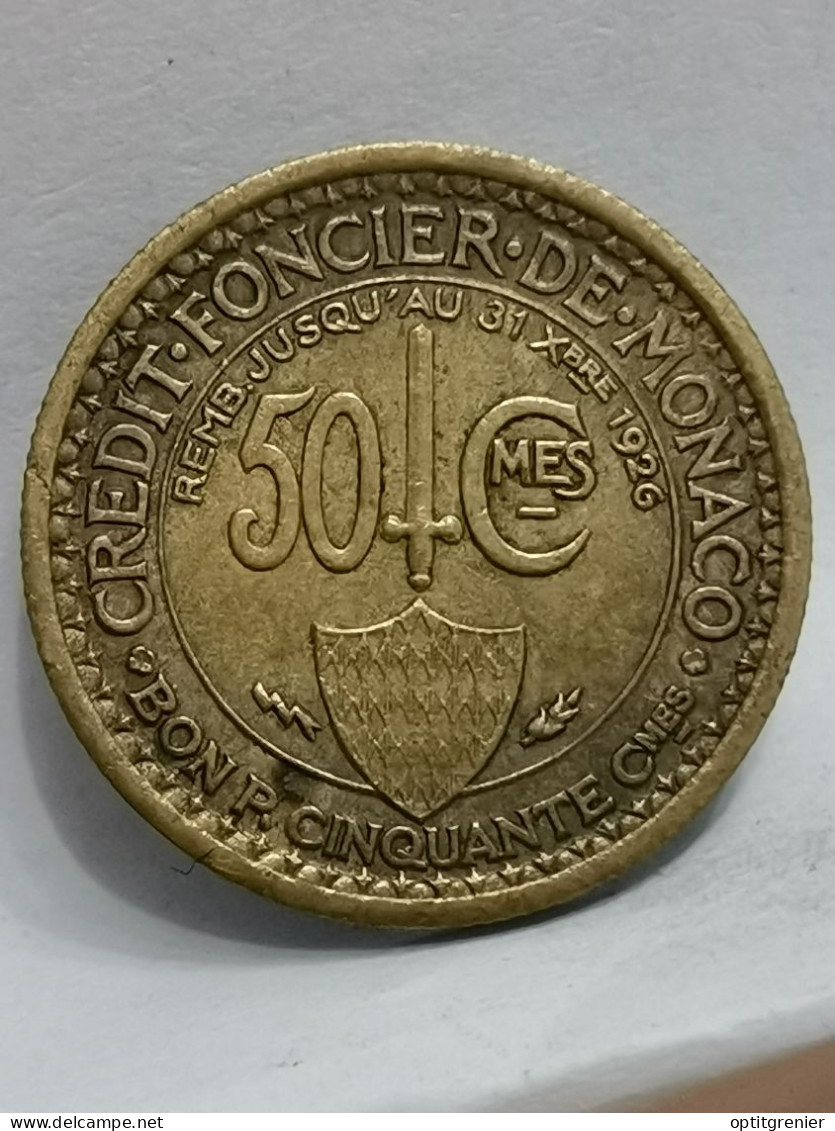 50 CENTIMES 1924 LOUIS II MONACO - 1922-1949 Louis II