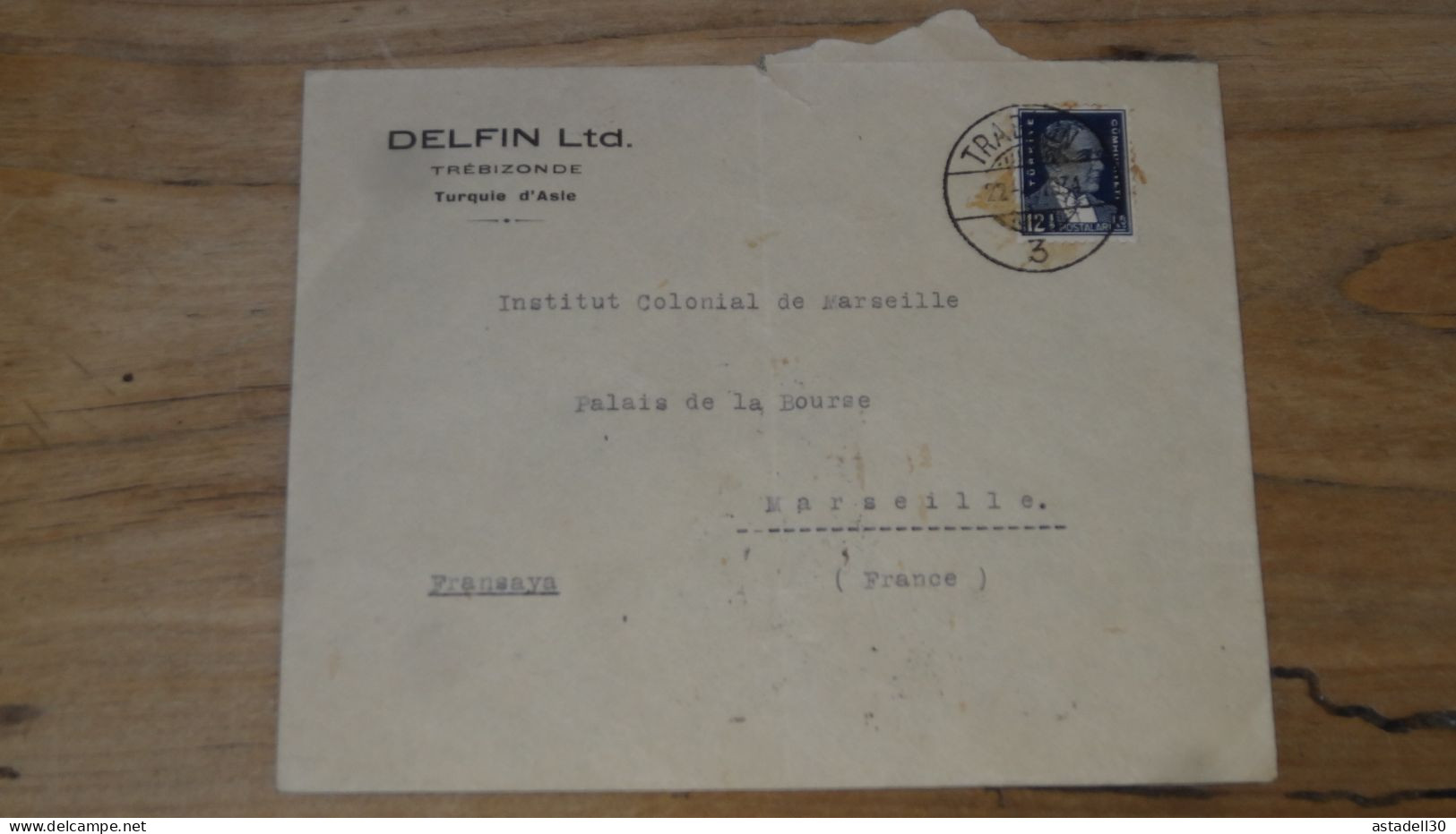 TURQUIE: Enveloppe De 1934, TRABZON, Vignettes Au Dos .......... ENV-2189 - Briefe U. Dokumente