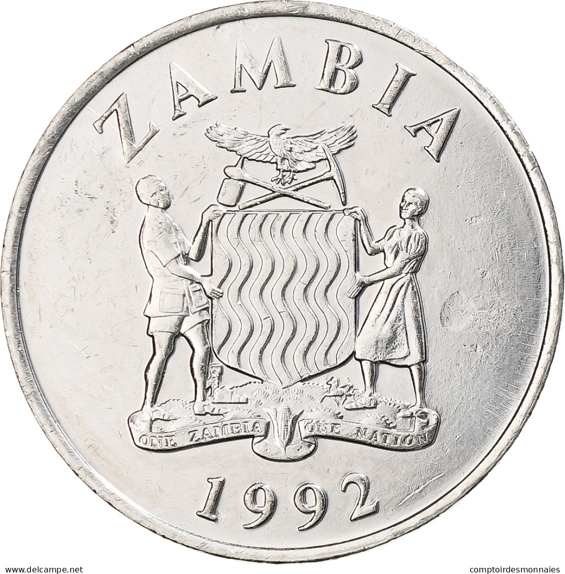 Zambie, 50 Ngwee, 1992, British Royal Mint, Nickel Plaqué Acier, SPL, KM:30 - Zambia