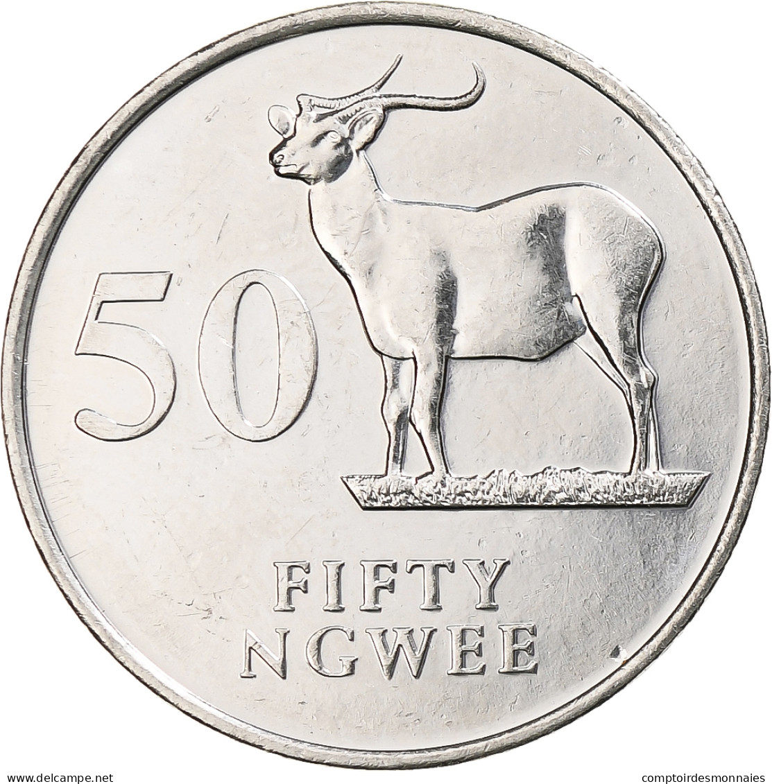Zambie, 50 Ngwee, 1992, British Royal Mint, Nickel Plaqué Acier, SPL, KM:30 - Zambie