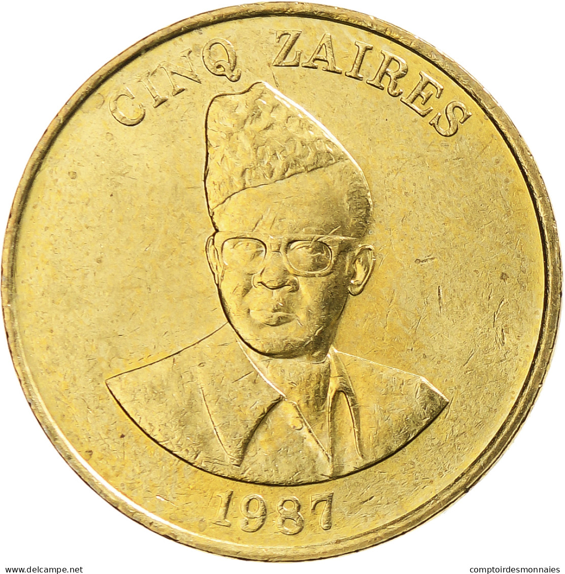 Monnaie, Zaïre, 5 Zaïres, 1987, SPL, Laiton, KM:14 - Zaire (1971 -97)